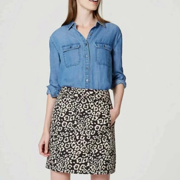 LOFT Petite Spotted Animal Print Mini Skirt - Picture 1 of 5